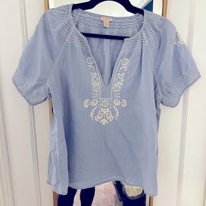 J Crew poplin embroidered shirt